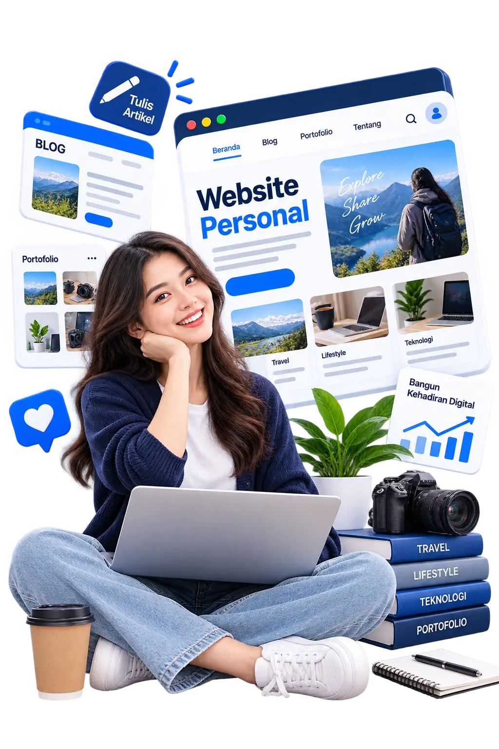 Ilustrasi blogger dan website personal