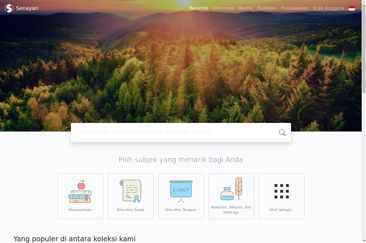 Tampilan portal publik OPAC hasil cara install SLiMS di cPanel via Softaculous