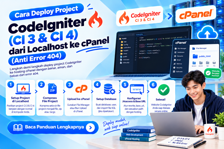 Cara Deploy CodeIgniter ke cPanel (CI 3 & CI 4) Anti Error 404