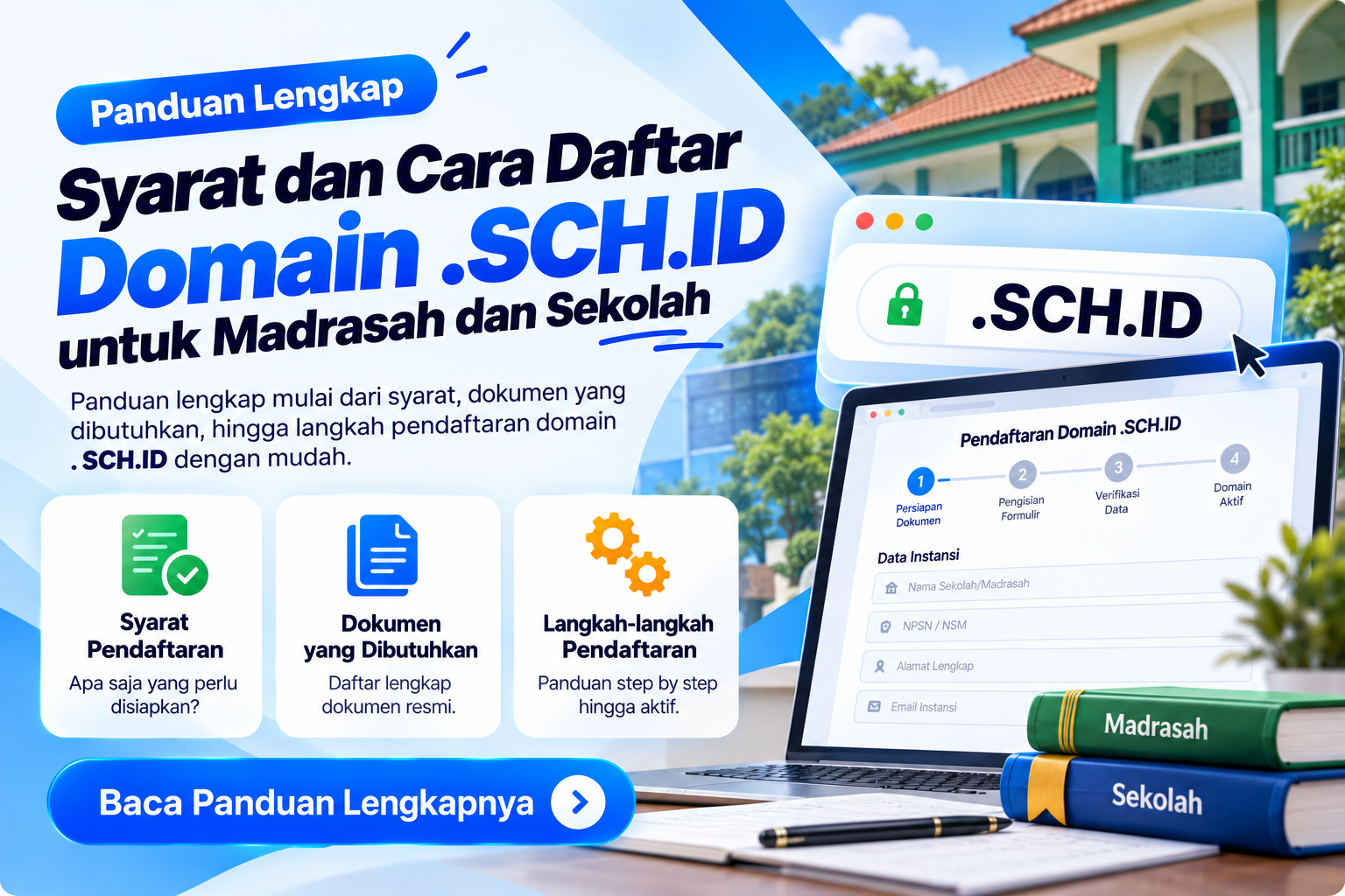 Panduan syarat domain sch id madrasah dan cara beli domain sch id resmi di Gohost